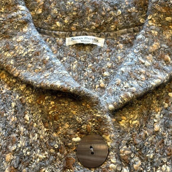Susan Bristol Cardigan Sweater Women’s Tan Alpaca Mohair 3/4 Sleeve size medium - Picture 2 of 3